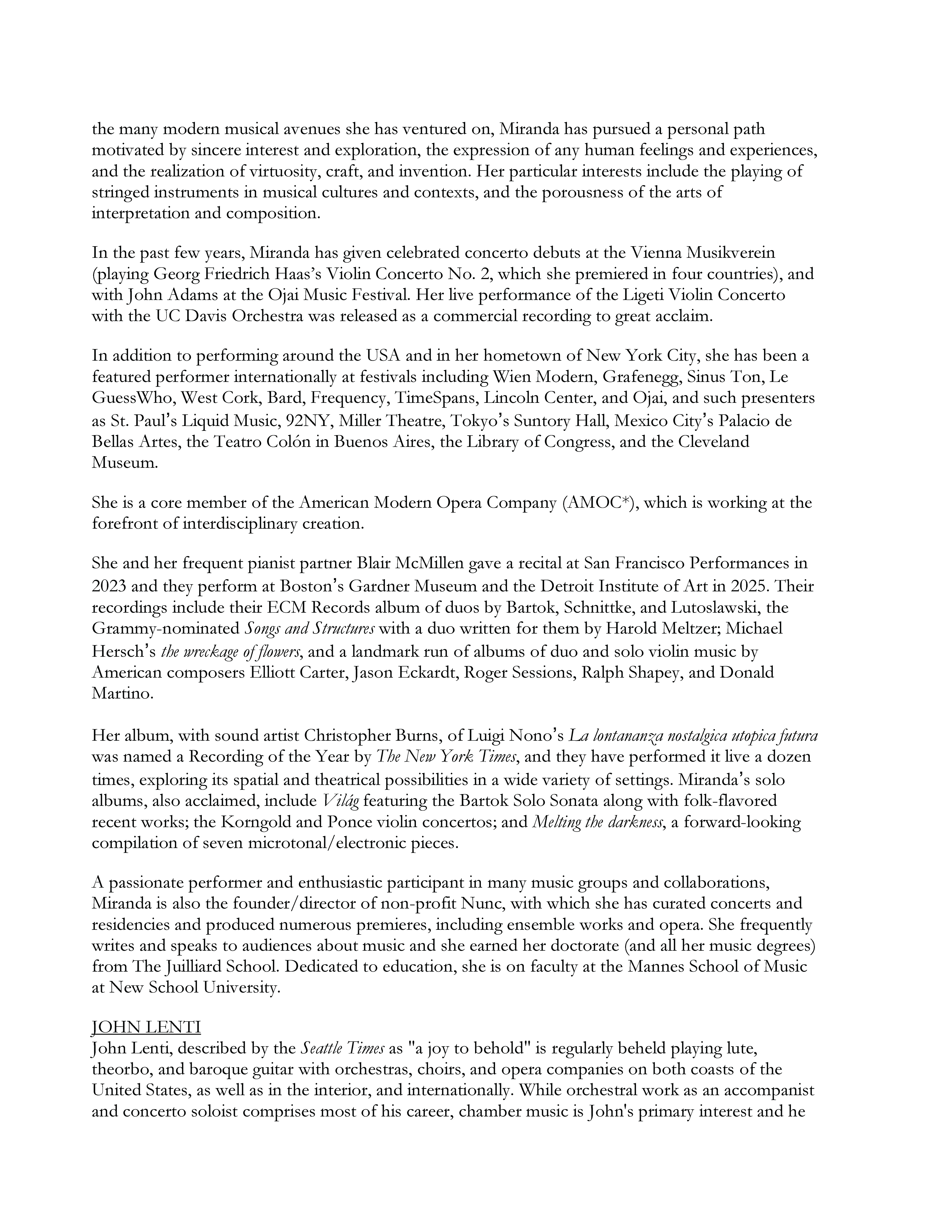 Unwrung Concert Program Booklet